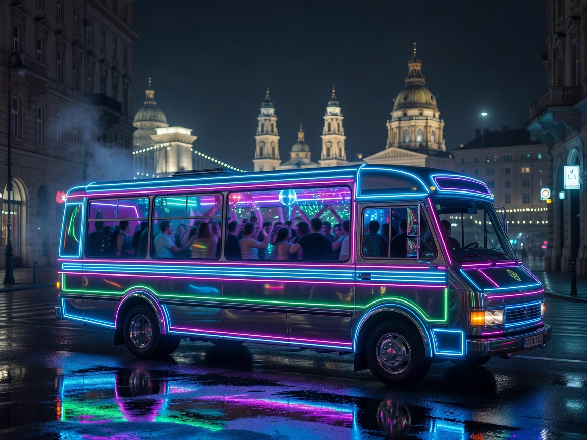 Budapest Electronic Underground Neon Party Bus