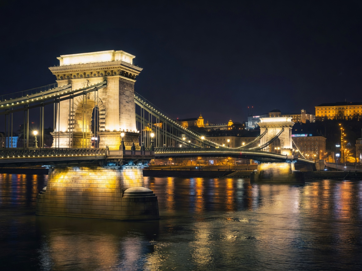 Széchenyi Chain Bridge Budapest Night Glow